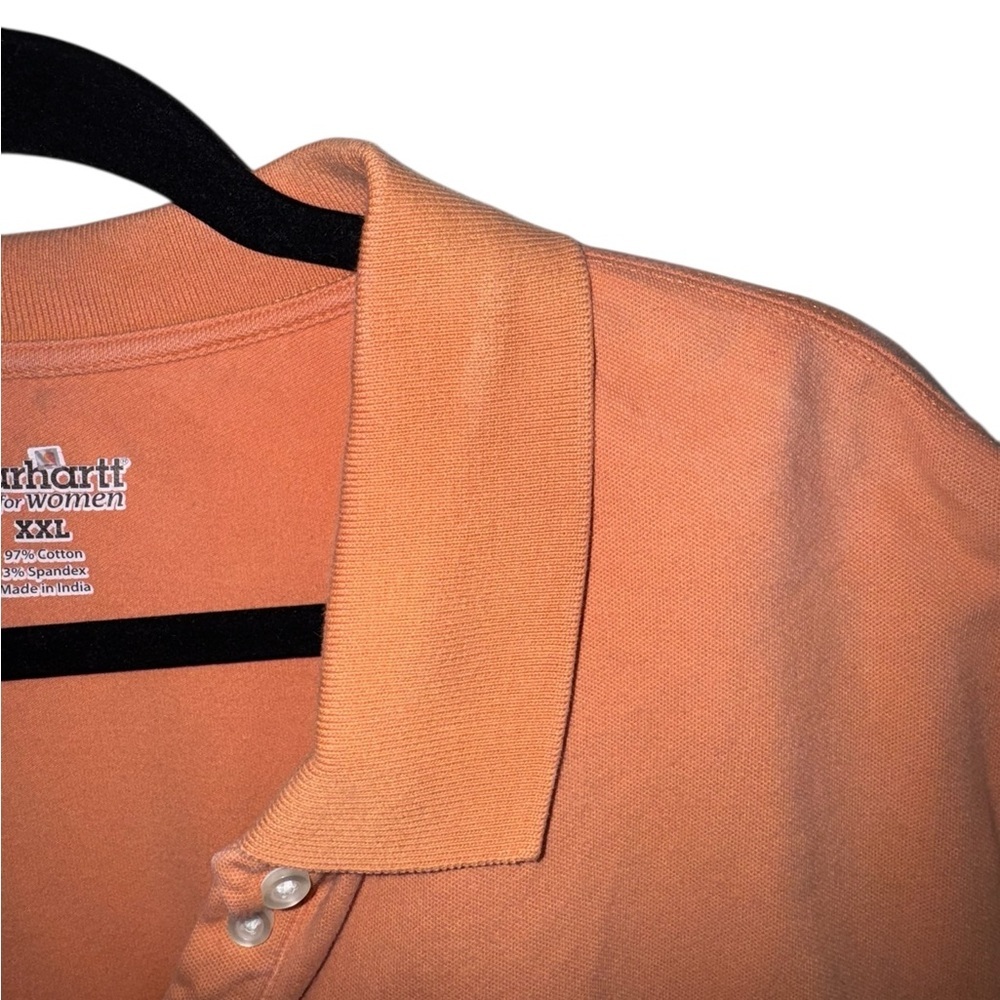 Carhartt Women’s XXL Short Sleeve Polo Shirt Peach Cotton Stretch - Picture 8 of 10